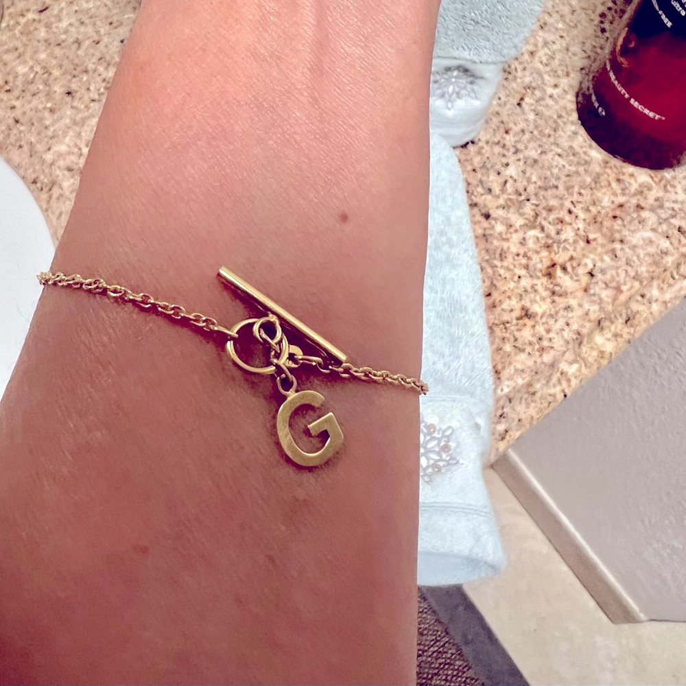 14kt Solid Yellow Gold Toggle Clasp 18” Bracelet. - image 2